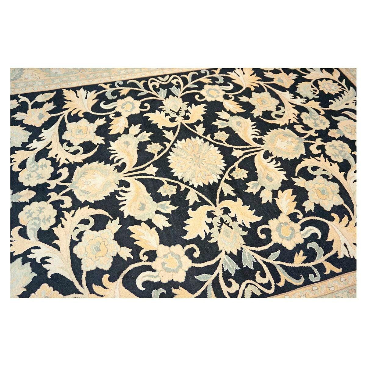Sino-Persian Oushak Wool 10x14 Black & Tan Handmade Area Rug #1144261