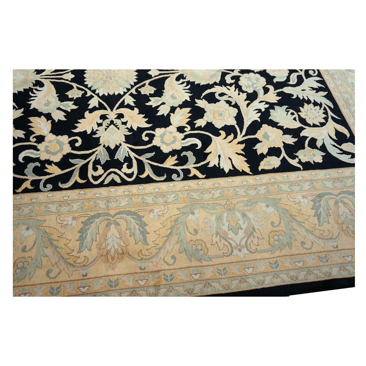 Sino-Persian Oushak Wool 10x14 Black & Tan Handmade Area Rug #1144261