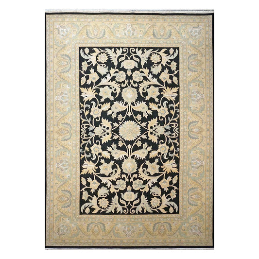 Sino-Persian Oushak Wool 10x14 Black & Tan Handmade Area Rug #1144261