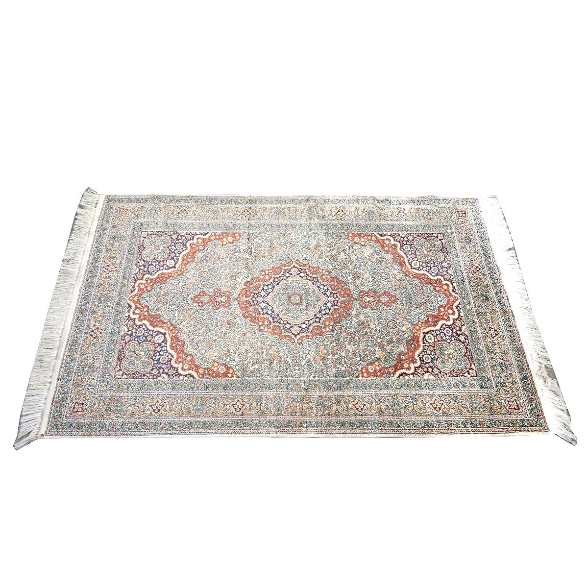 Vintage Sino-Persian Hereke Silk 3x5 Ivory, Red & Purple Handmade Area Rug #1144265