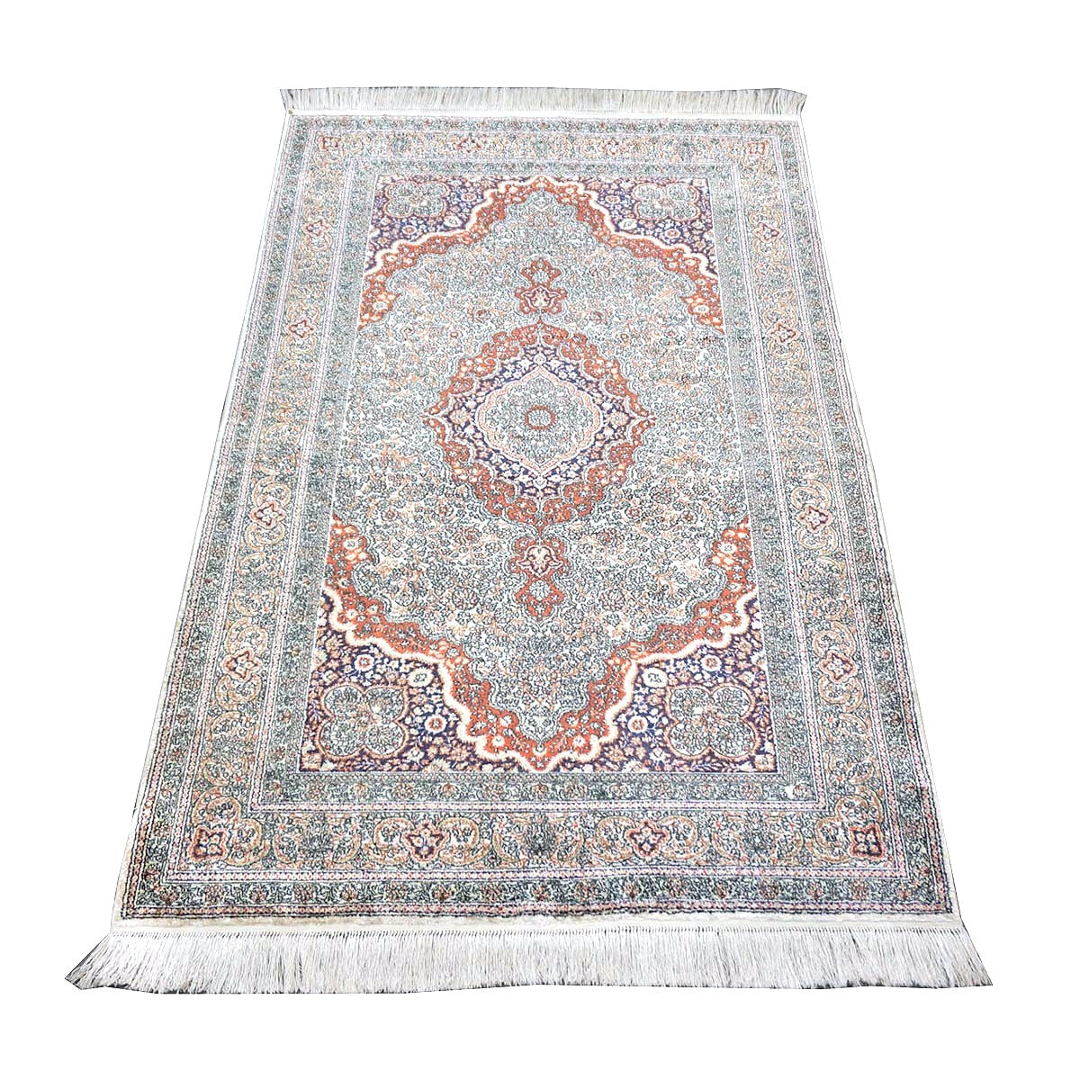 Vintage Sino-Persian Hereke Silk 3x5 Ivory, Red & Purple Handmade Area Rug #1144265