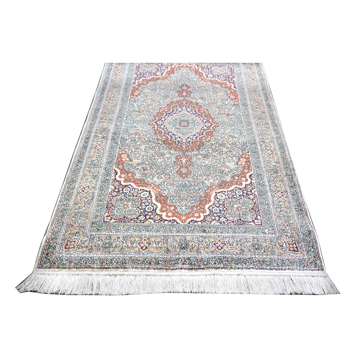 Vintage Sino-Persian Hereke Silk 3x5 Ivory, Red & Purple Handmade Area Rug #1144265