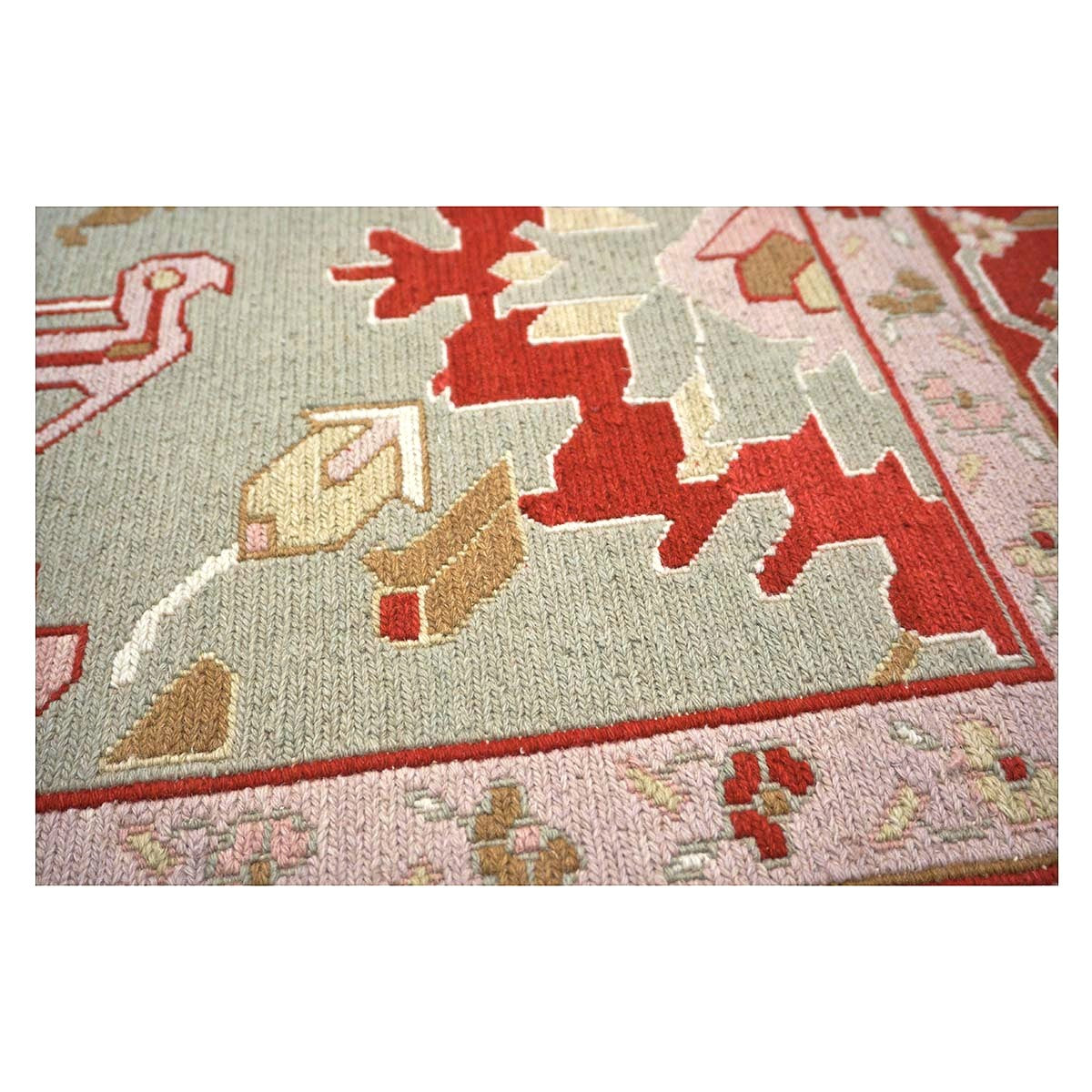 Chinese Sultanmac Wool 9x12 Pistachio & Red Handmade Area Rug #1144277