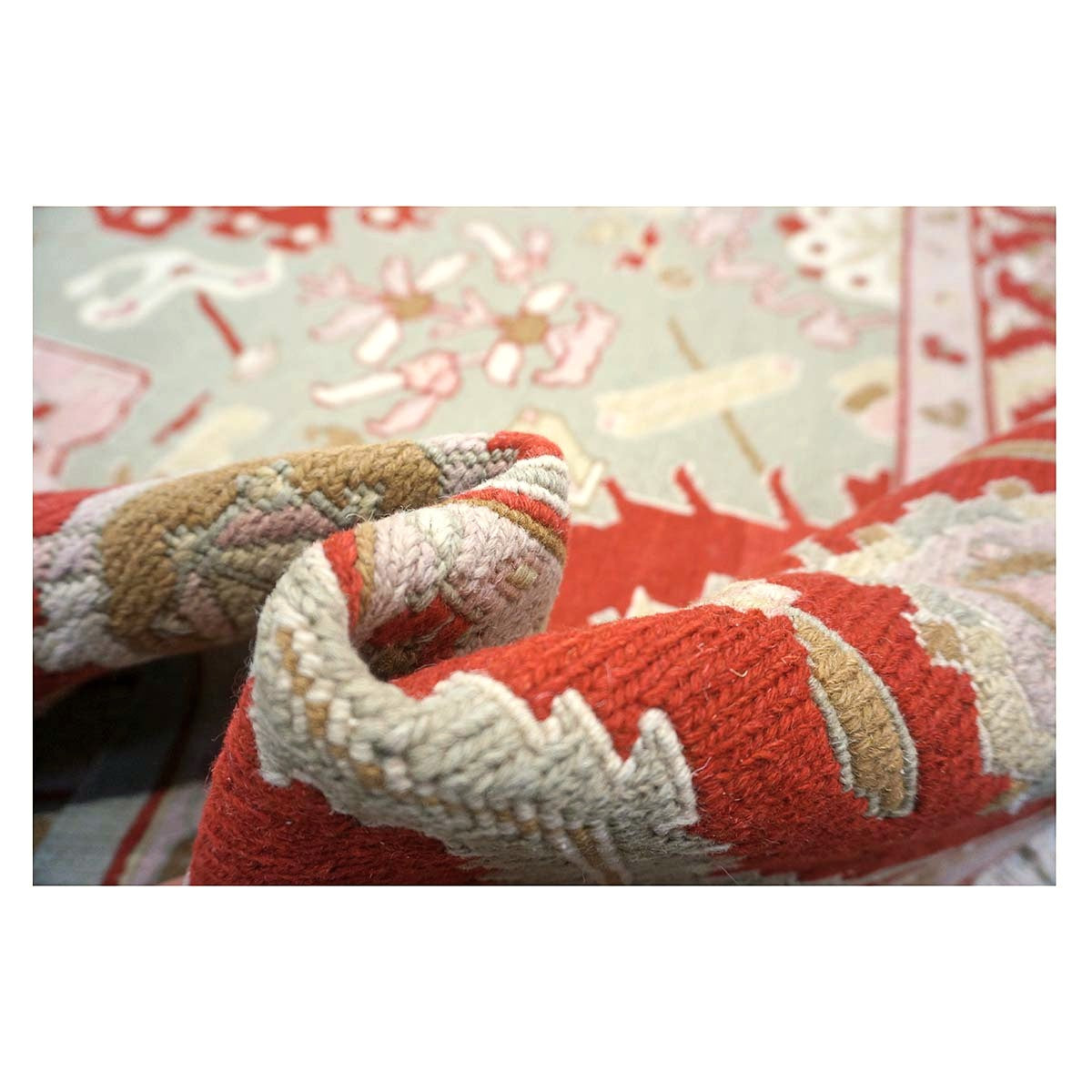 Chinese Sultanmac Wool 9x12 Pistachio & Red Handmade Area Rug #1144277