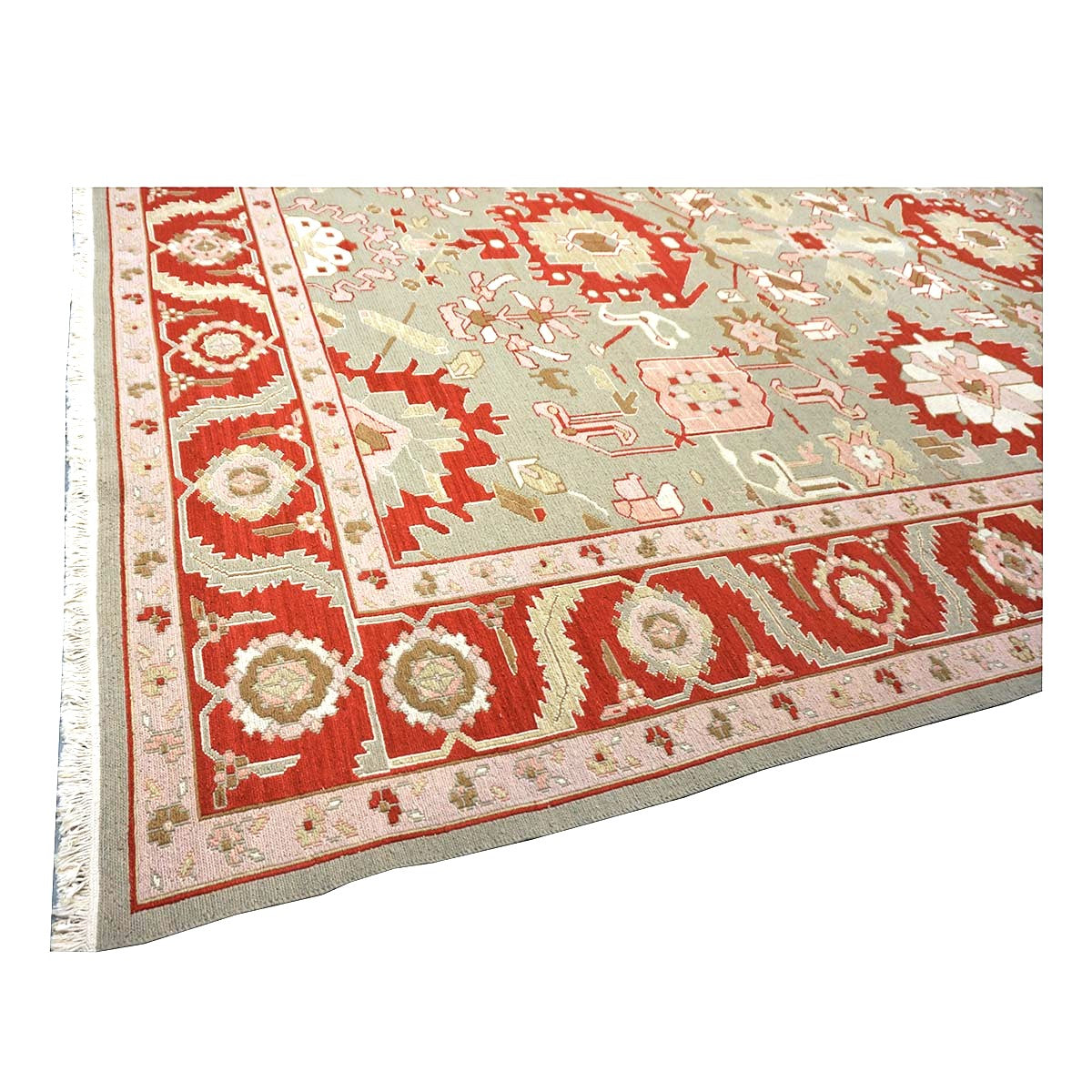 Chinese Sultanmac Wool 9x12 Pistachio & Red Handmade Area Rug #1144277