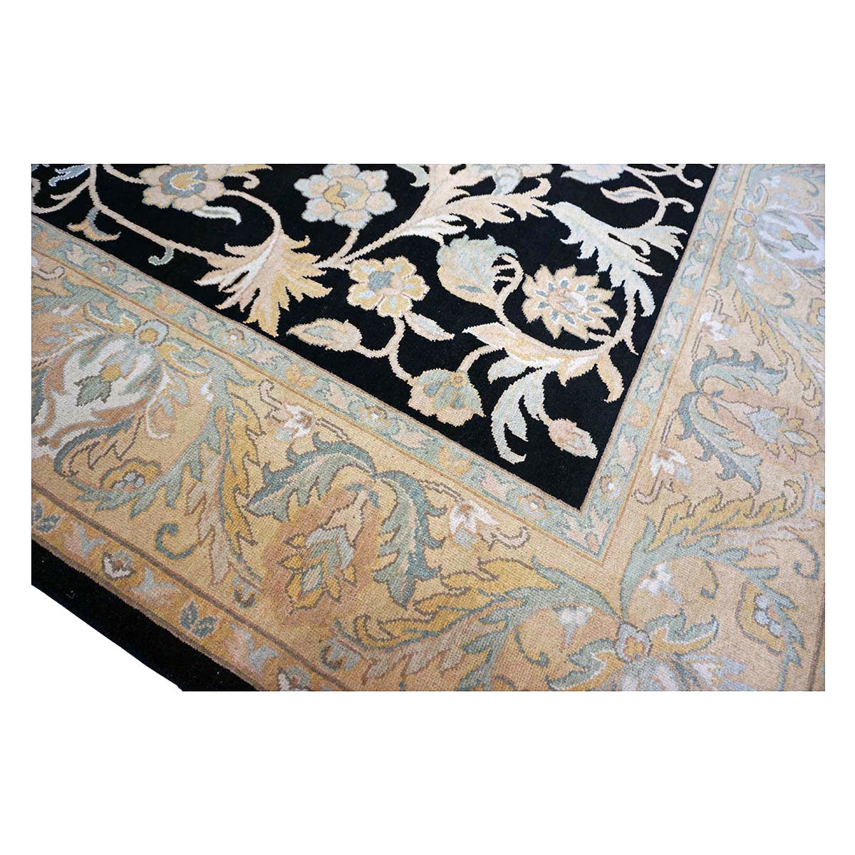 Chinese Oushak Wool 8x10 Black & Tan Handmade Area Rug #1144283