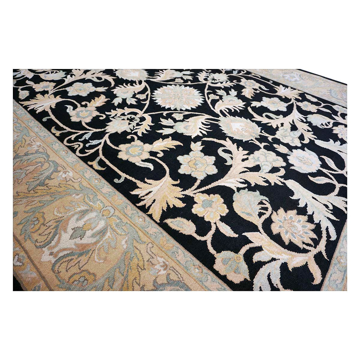 Chinese Oushak Wool 8x10 Black & Tan Handmade Area Rug #1144283