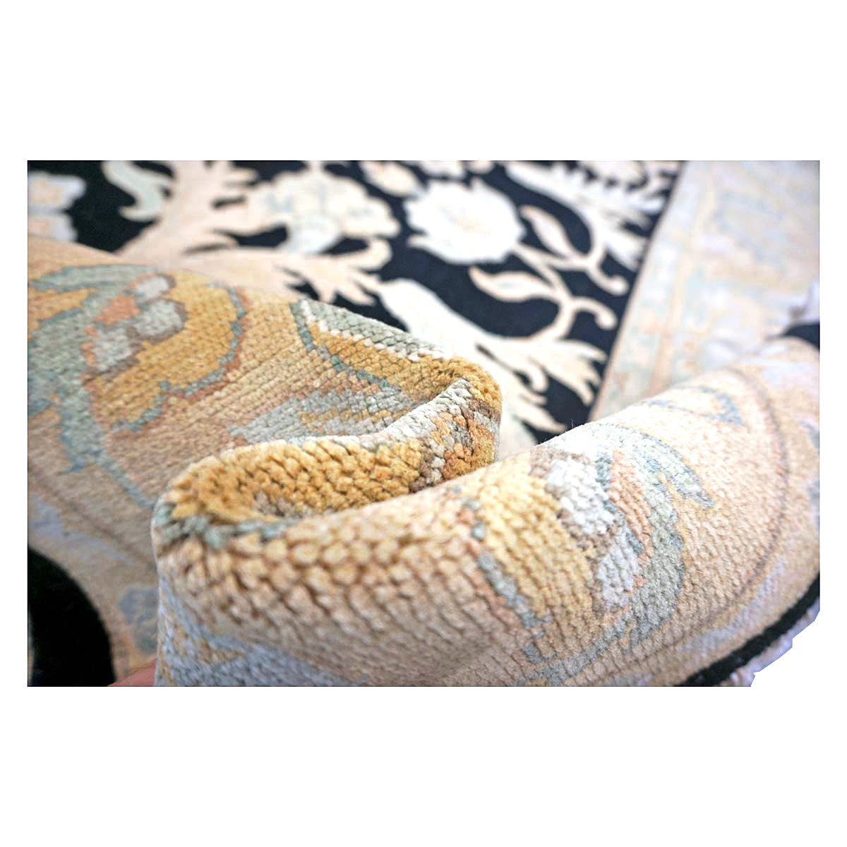 Chinese Oushak Wool 8x10 Black & Tan Handmade Area Rug #1144283