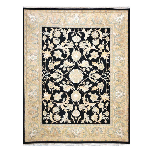 Chinese Oushak Wool 8x10 Black & Tan Handmade Area Rug #1144283