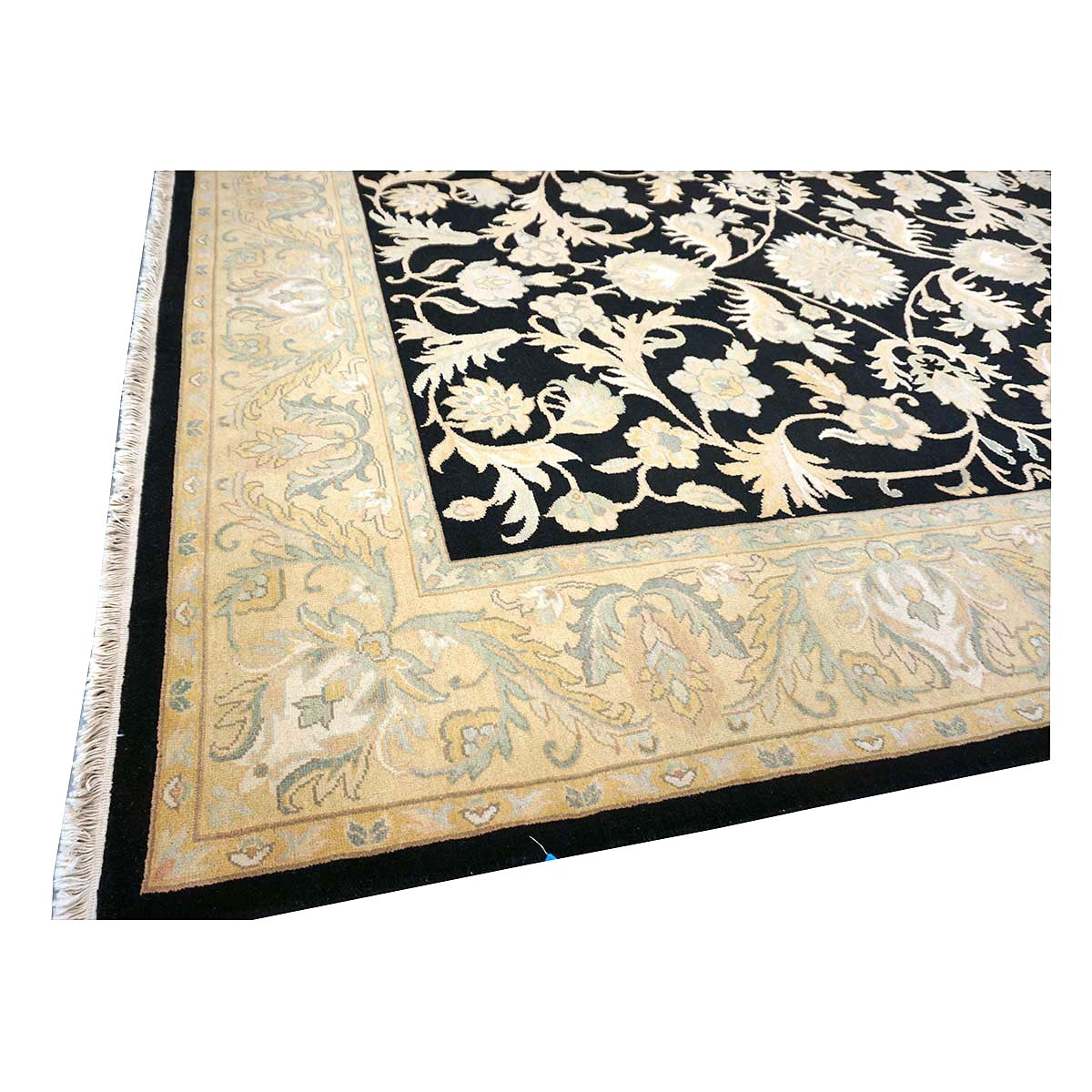 Chinese Oushak Wool 8x10 Black & Tan Handmade Area Rug #1144283