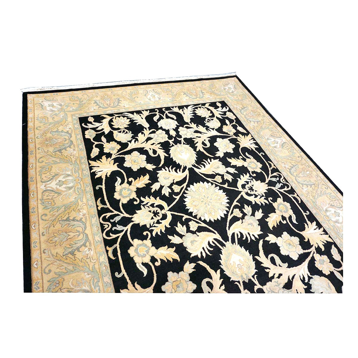 Chinese Oushak Wool 8x10 Black & Tan Handmade Area Rug #1144283