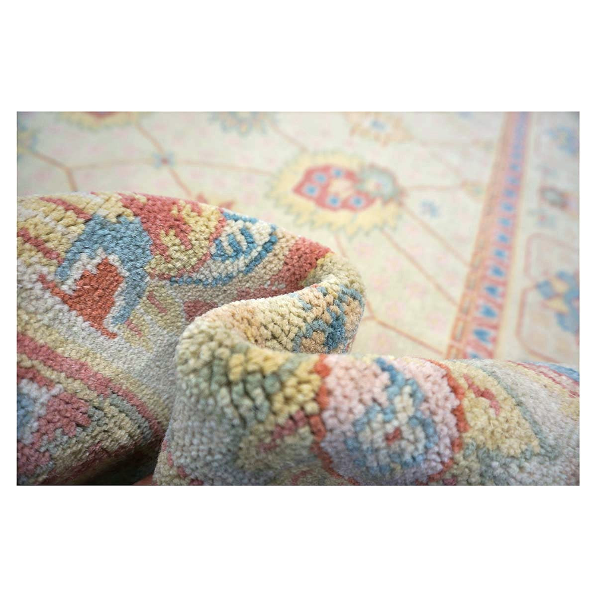 Chinese Tabriz Wool 8x10 Ivory & Salmon Handmade Area Rug #1144284