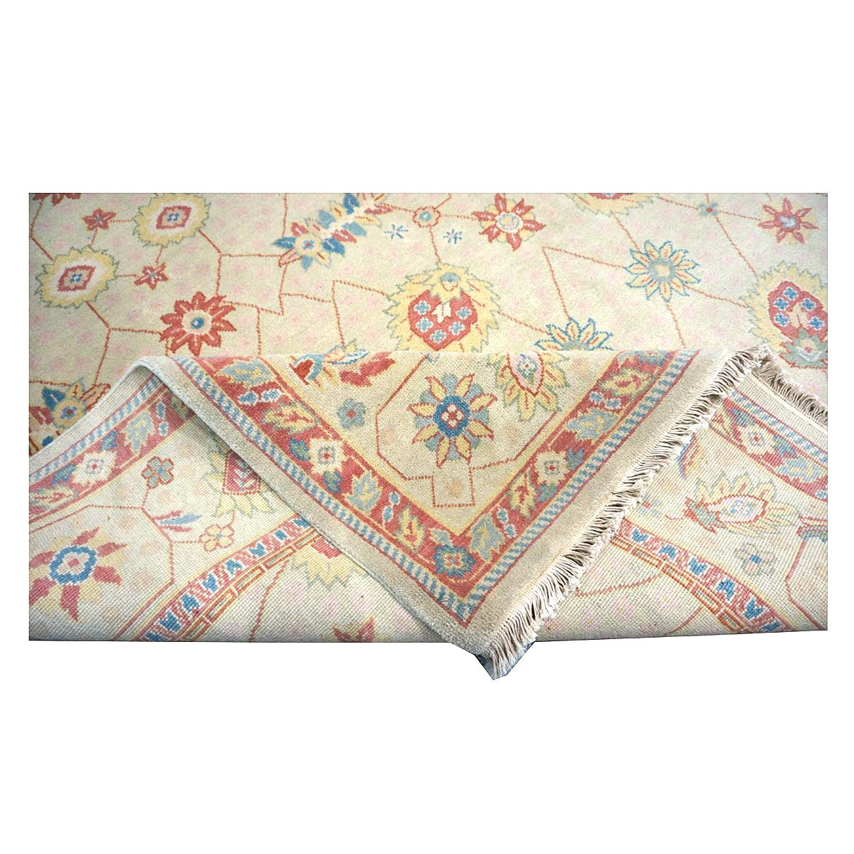 Chinese Tabriz Wool 8x10 Ivory & Salmon Handmade Area Rug #1144284