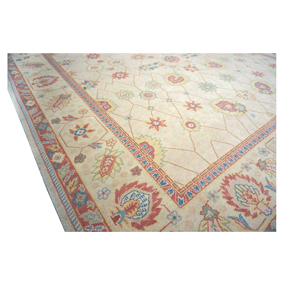 Chinese Tabriz Wool 8x10 Ivory & Salmon Handmade Area Rug #1144284