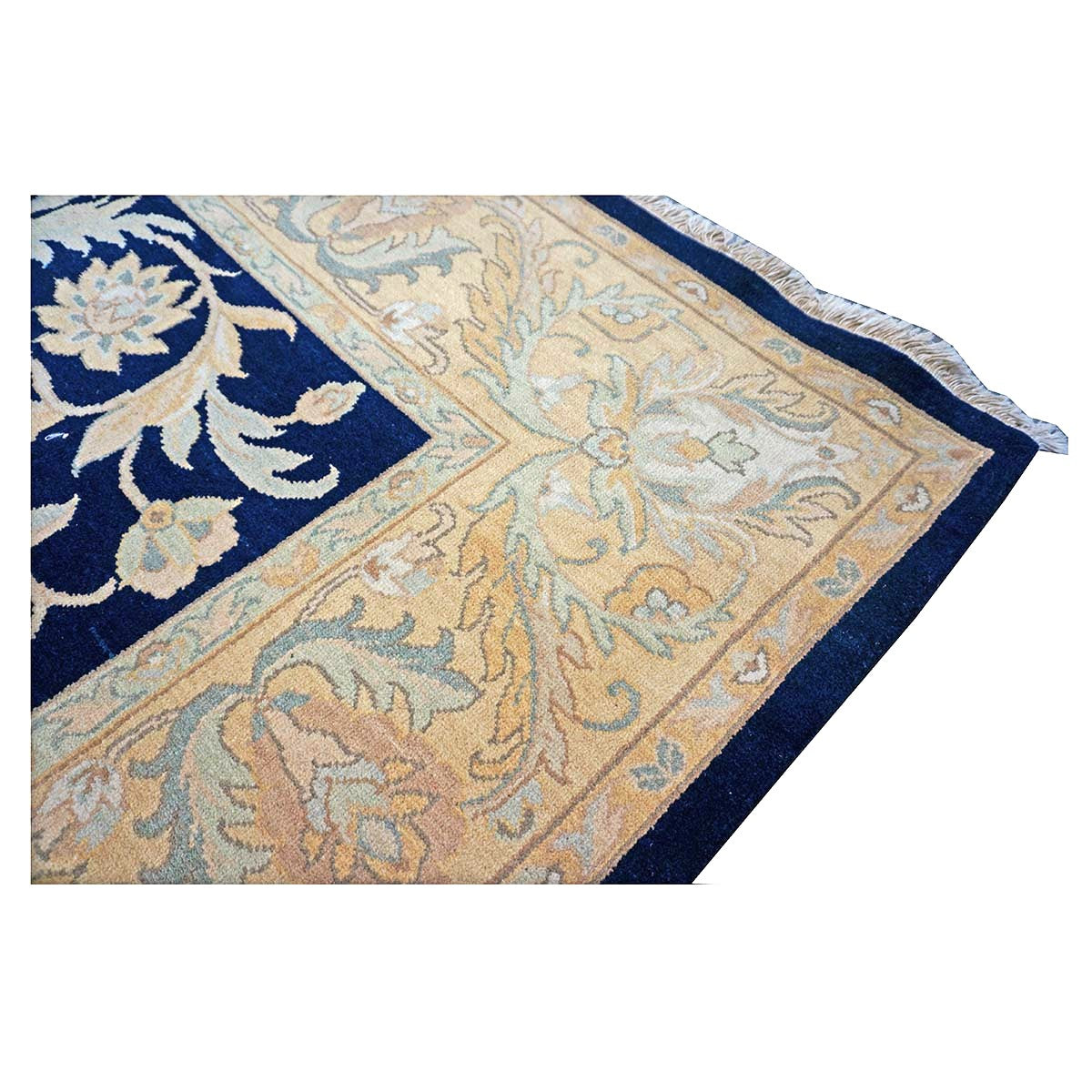 Chinese Oushak Wool 8x10 Navy & Tan Handmade Area Rug #1144287