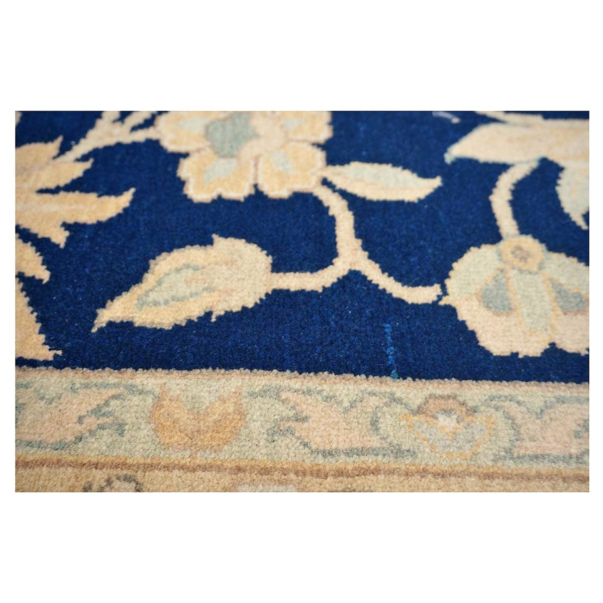 Chinese Oushak Wool 8x10 Navy & Tan Handmade Area Rug #1144287