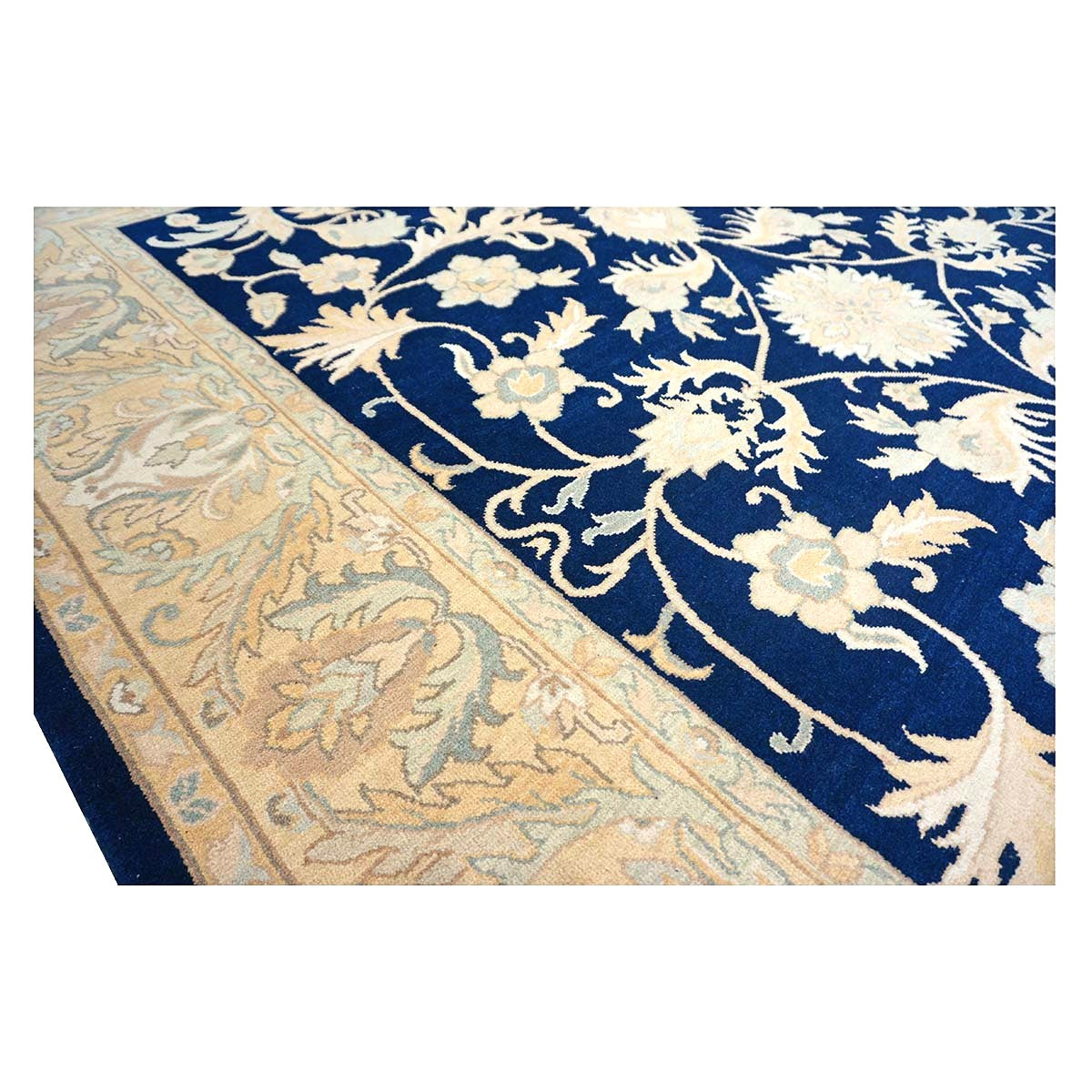 Chinese Oushak Wool 8x10 Navy & Tan Handmade Area Rug #1144287