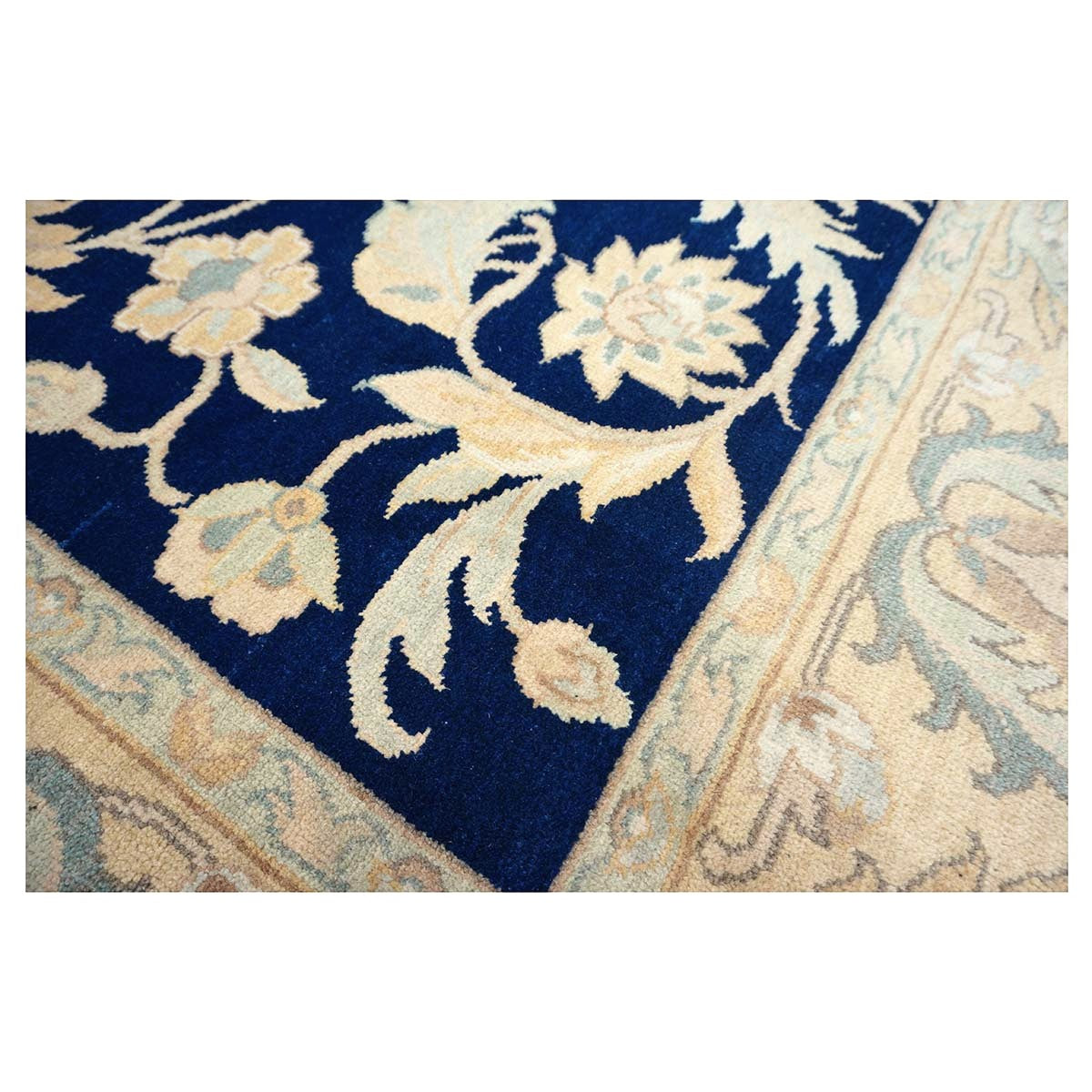 Chinese Oushak Wool 8x10 Navy & Tan Handmade Area Rug #1144287