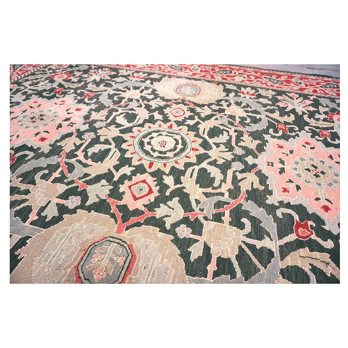 Chinese Sultanmac Wool 8x10 Green & Red Handmade Area Rug #1144289