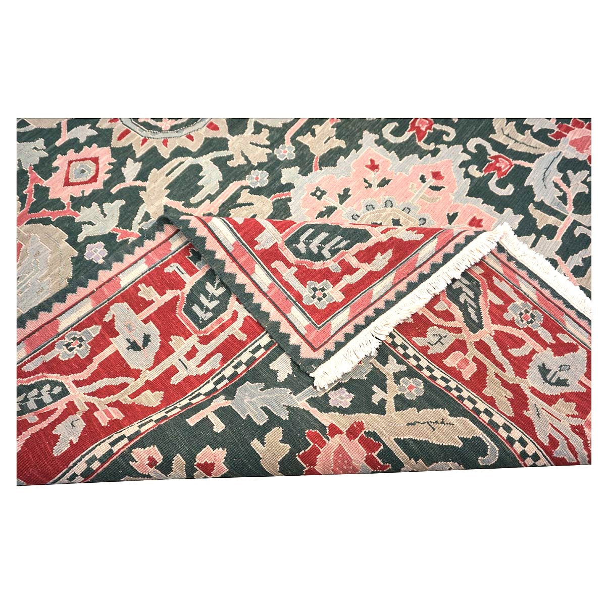 Chinese Sultanmac Wool 8x10 Green & Red Handmade Area Rug #1144289