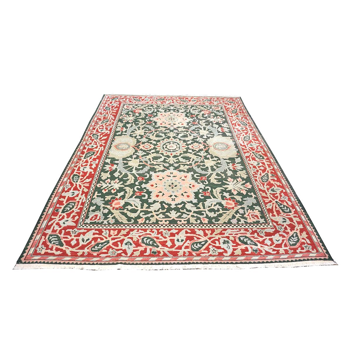 Chinese Sultanmac Wool 8x10 Green & Red Handmade Area Rug #1144289