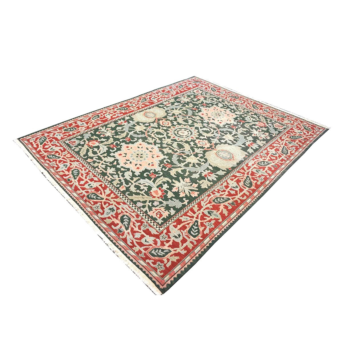 Chinese Sultanmac Wool 8x10 Green & Red Handmade Area Rug #1144289