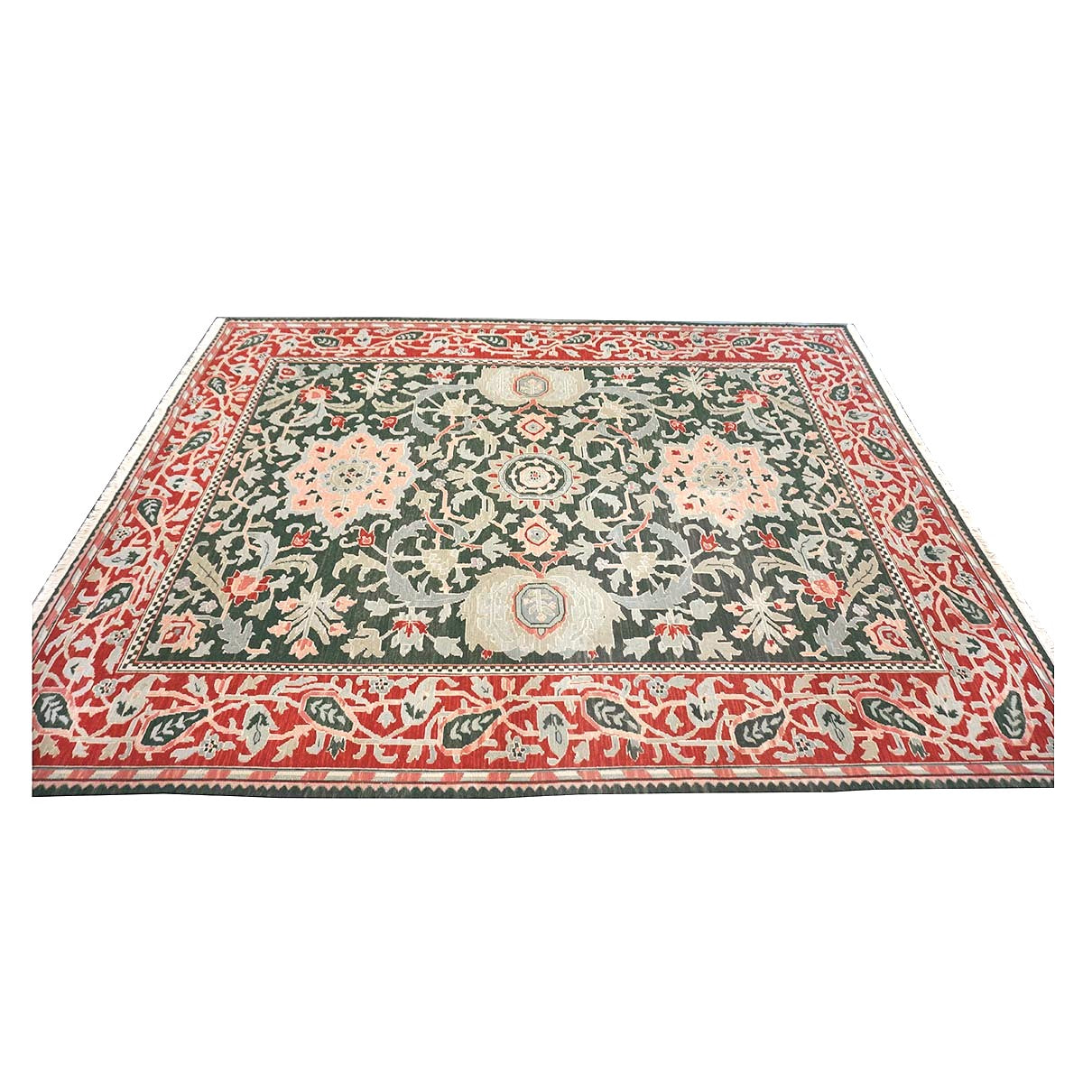 Chinese Sultanmac Wool 8x10 Green & Red Handmade Area Rug #1144289