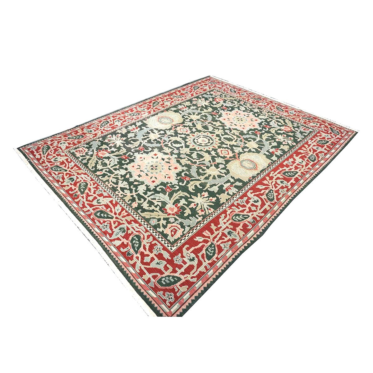Chinese Sultanmac Wool 8x10 Green & Red Handmade Area Rug #1144289