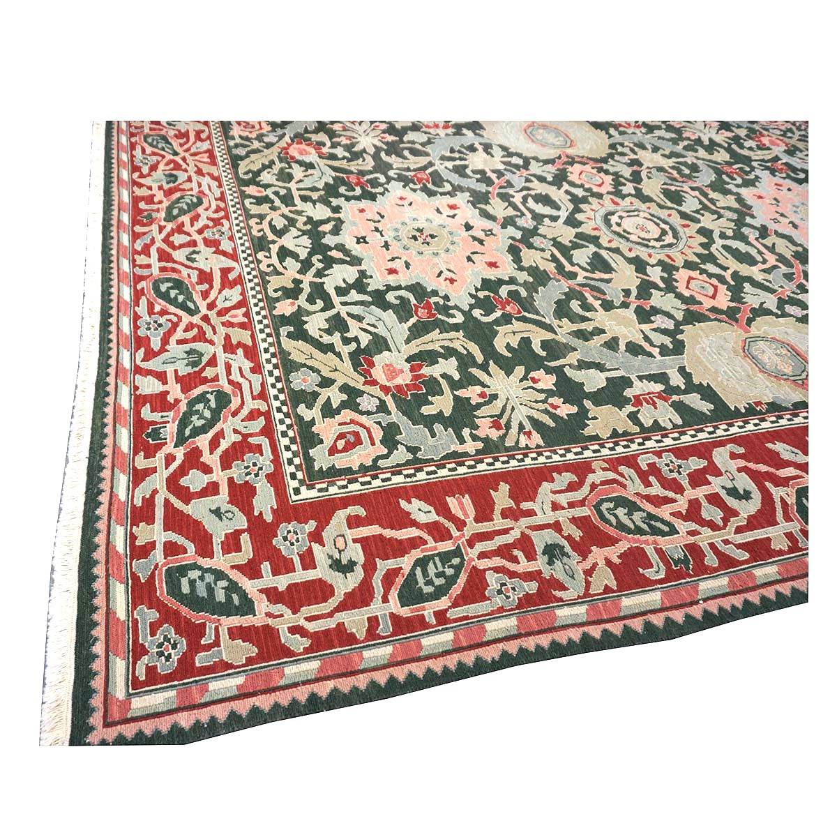 Chinese Sultanmac Wool 8x10 Green & Red Handmade Area Rug #1144289
