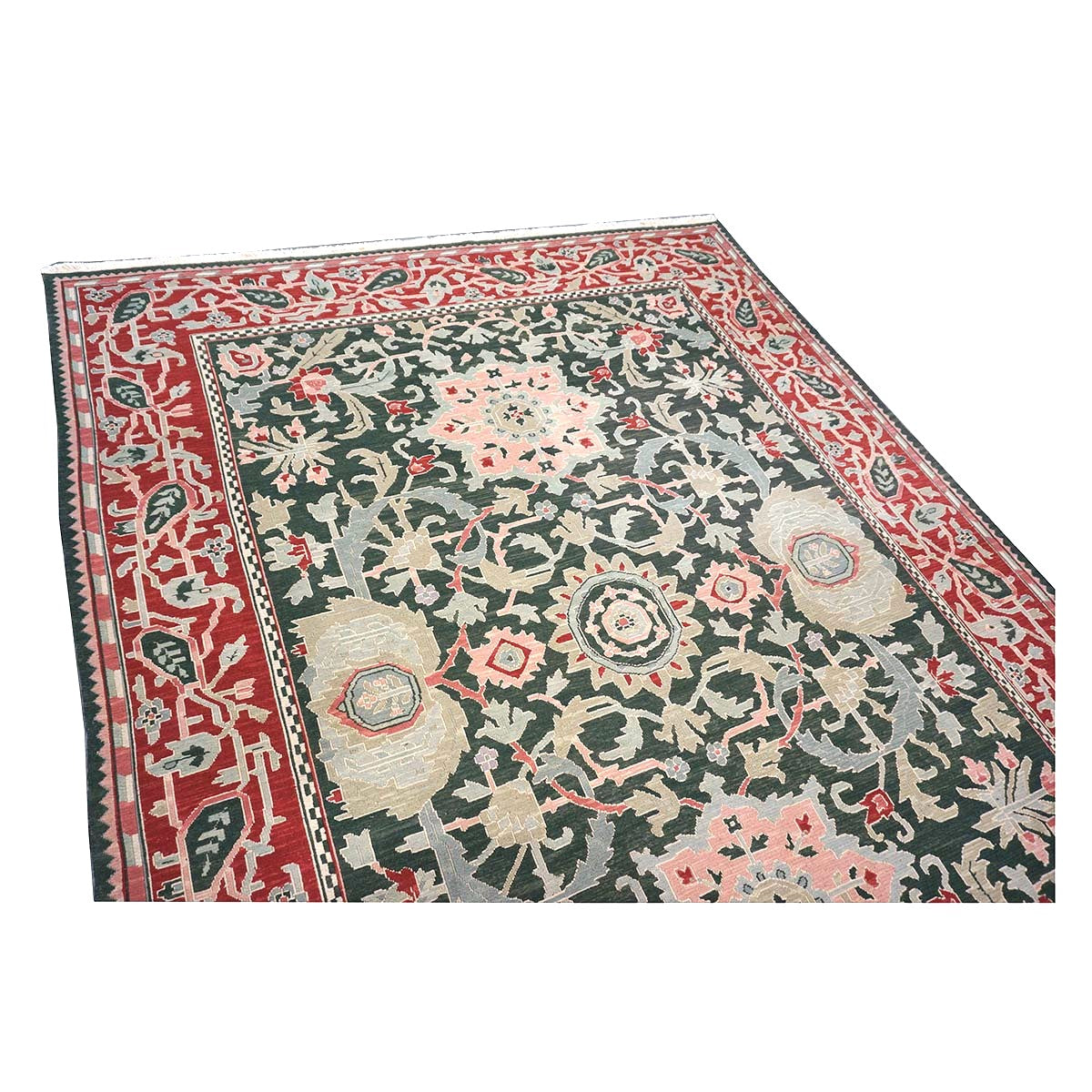 Chinese Sultanmac Wool 8x10 Green & Red Handmade Area Rug #1144289