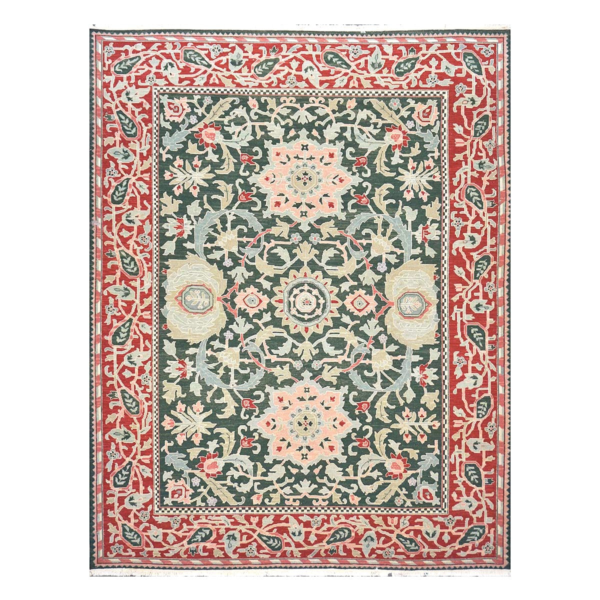 Chinese Sultanmac Wool 8x10 Green & Red Handmade Area Rug #1144289