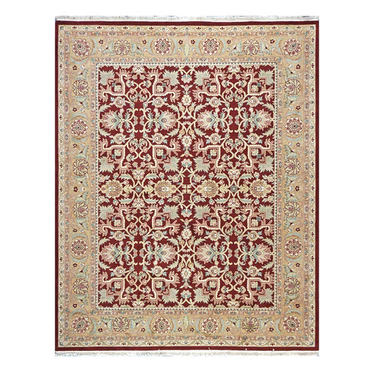 Chinese Tabriz Wool 8x10 Red & Tan Handmade Area Rug #1144297