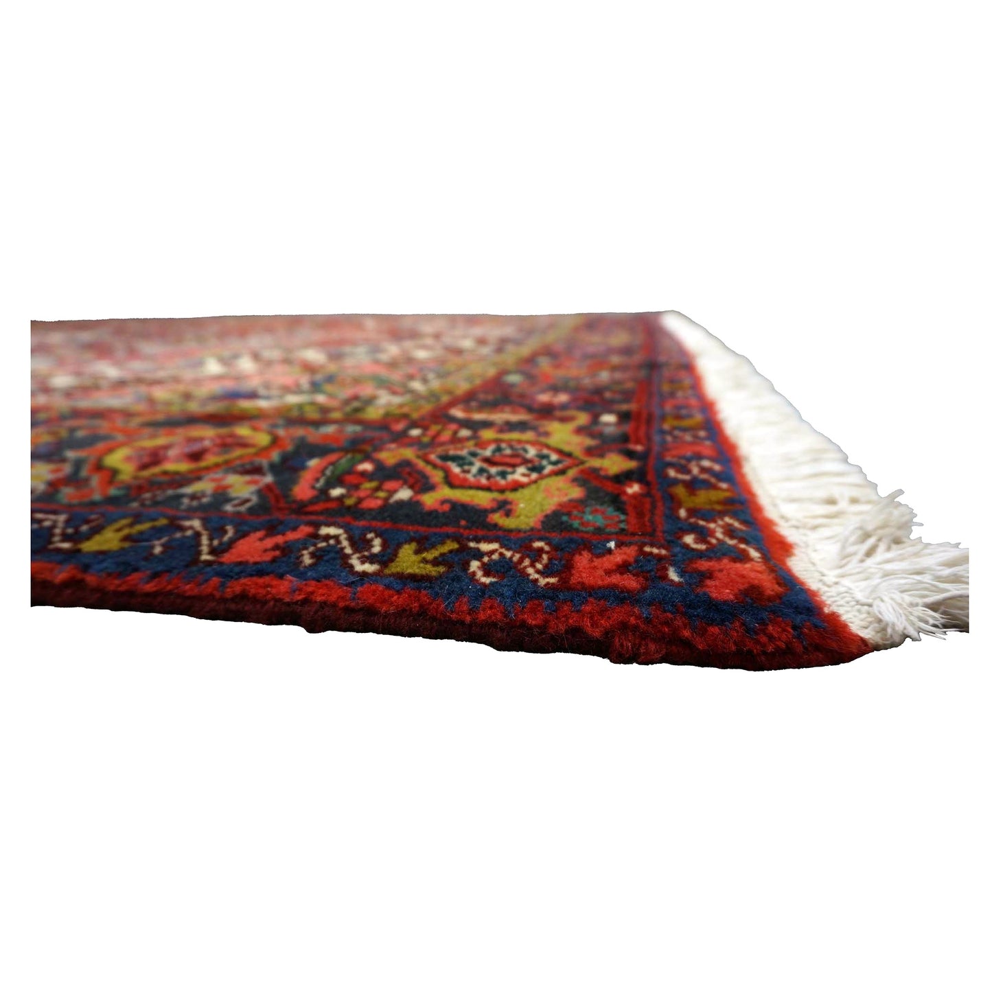 Vintage Persian Heriz Wool 8x11 Red, Ivory & Blue Handmade Area Rug # 1144704