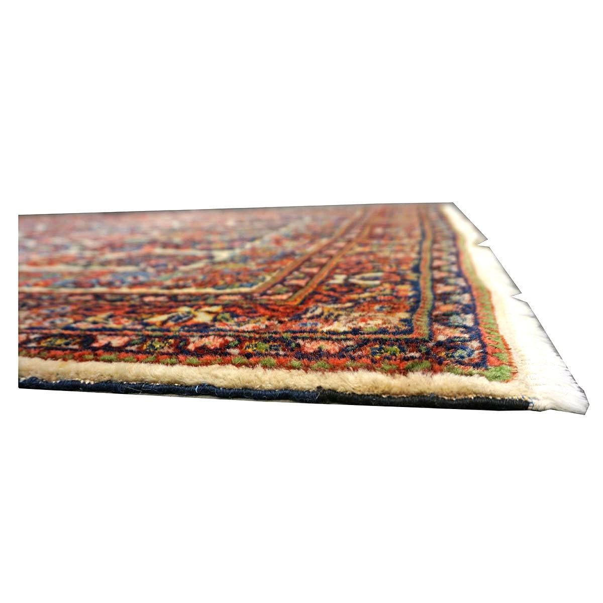 Antique Persian Sarouk Wool 4x7 Ivory, Red & Blue Handmade Area Rug  #1144726