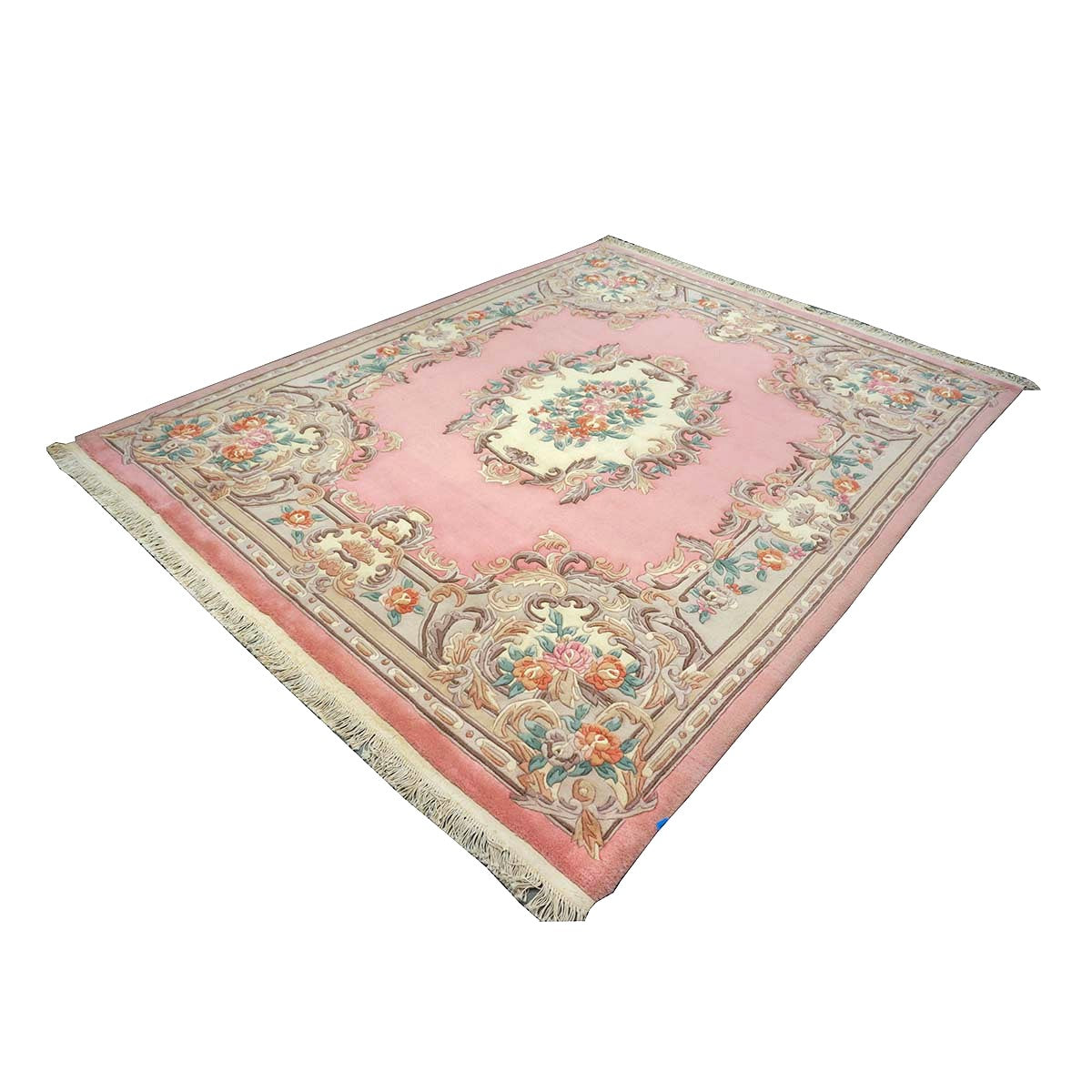 Chinese Abusson Wool 8x10 Pink, Ivory & Mauve Handmade Area Rug #1144727