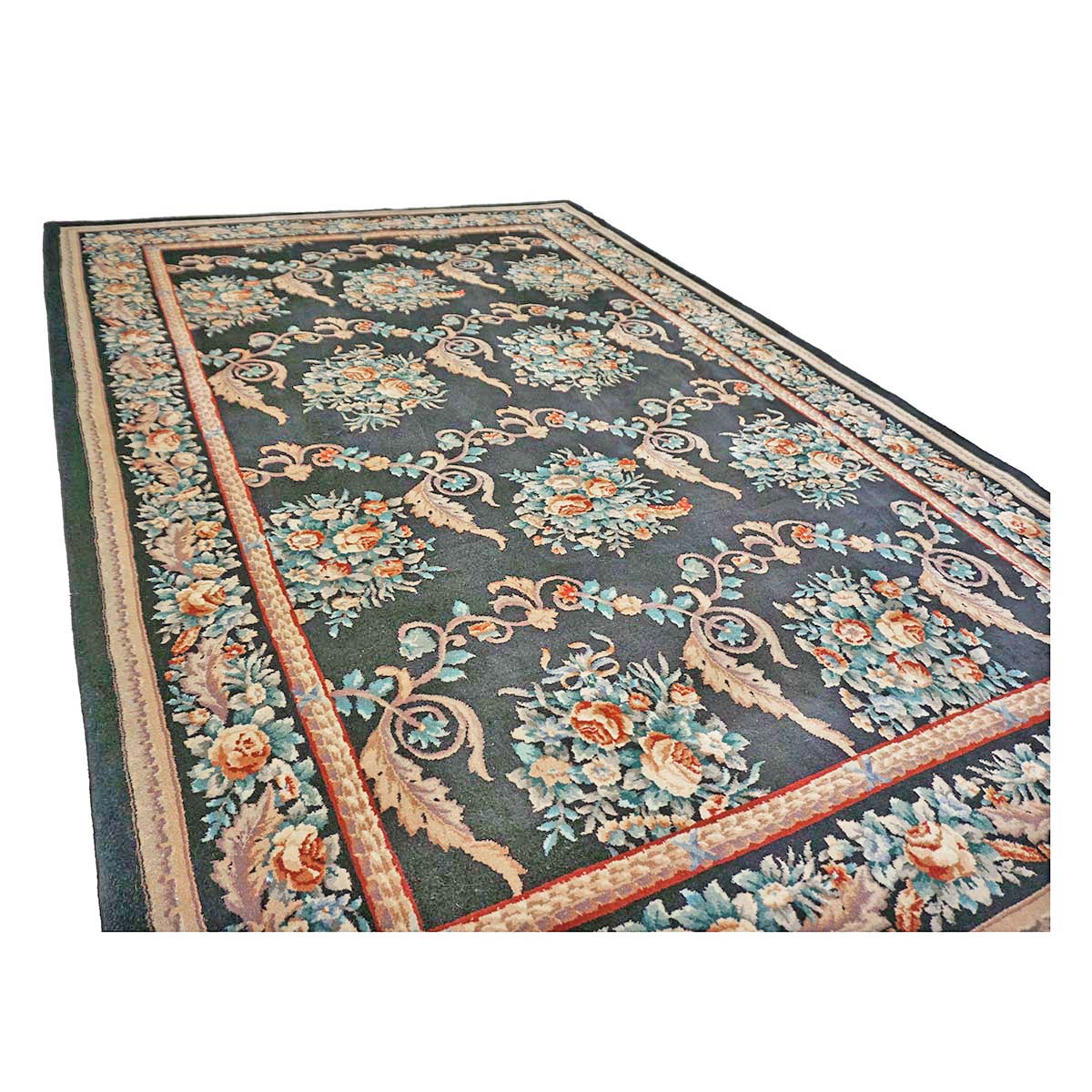 Chinese French Design Wool 6x9 Black, Tan & Orange Handmade Area Rug #1144738