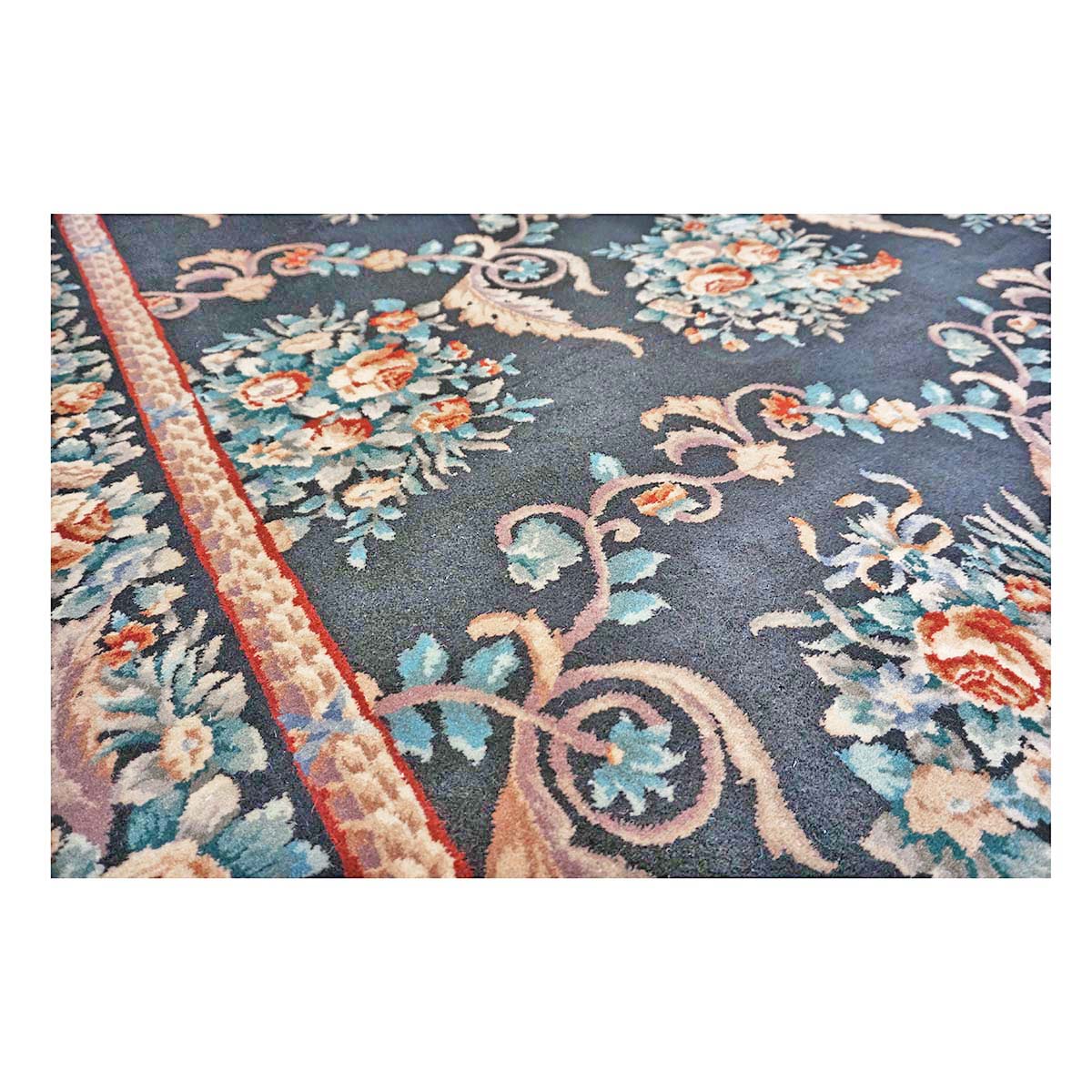 Chinese French Design Wool 6x9 Black, Tan & Orange Handmade Area Rug #1144738