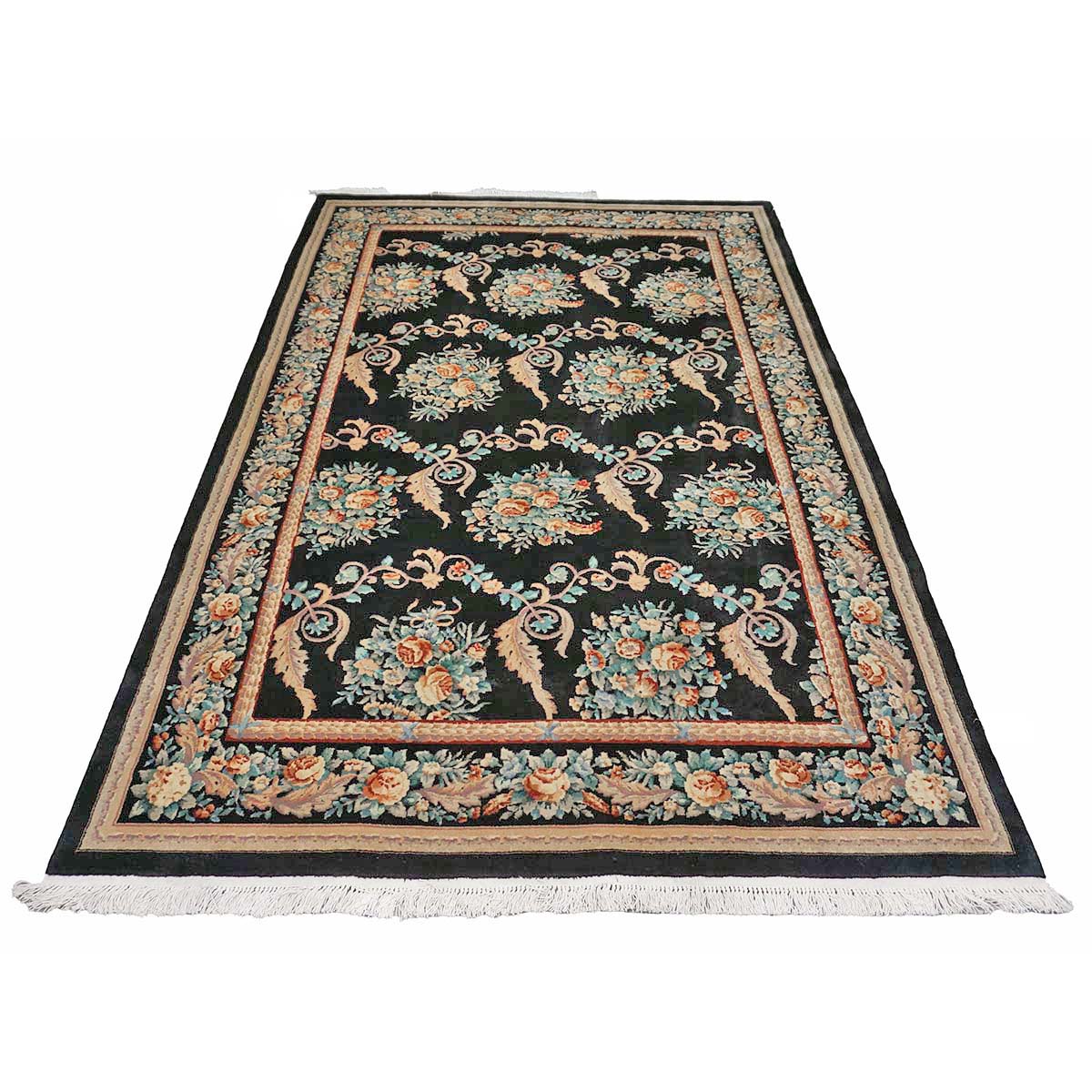 Chinese French Design Wool 6x9 Black, Tan & Orange Handmade Area Rug #1144738