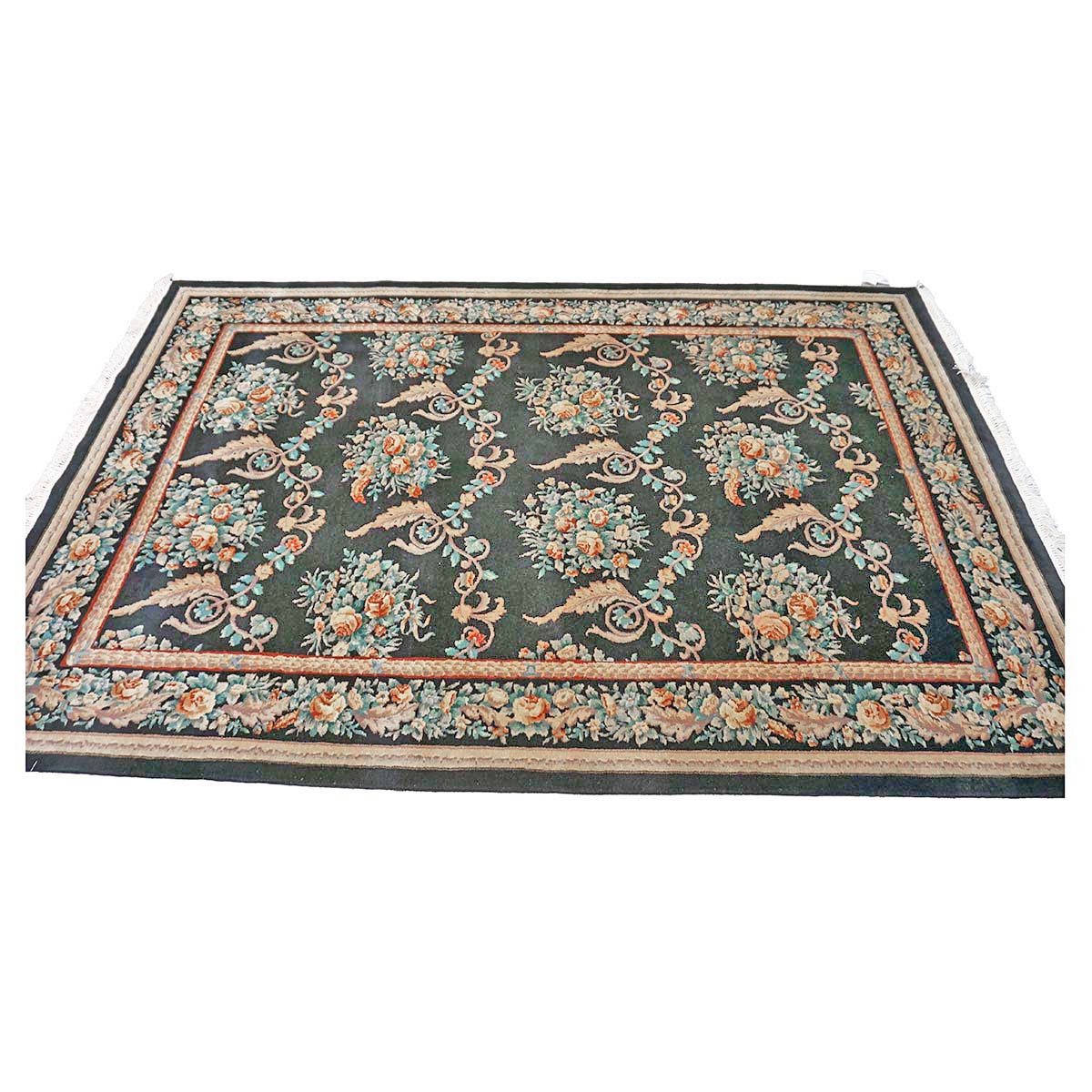 Chinese French Design Wool 6x9 Black, Tan & Orange Handmade Area Rug #1144738