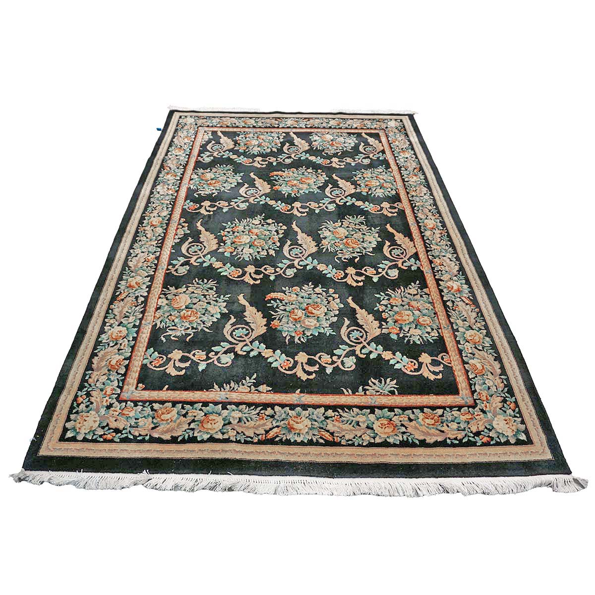 Chinese French Design Wool 6x9 Black, Tan & Orange Handmade Area Rug #1144738