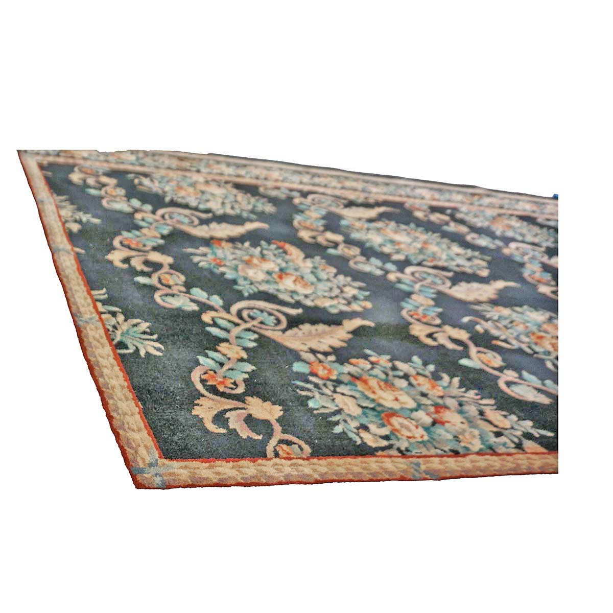 Chinese French Design Wool 6x9 Black, Tan & Orange Handmade Area Rug #1144738