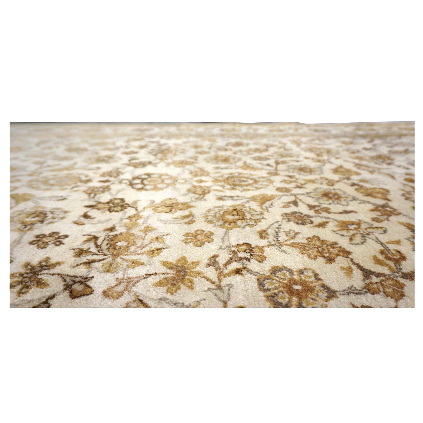 Antique Persian Kashan Wool 4x7 Ivory, Tan & Camel Handmade Area Rug #1144741
