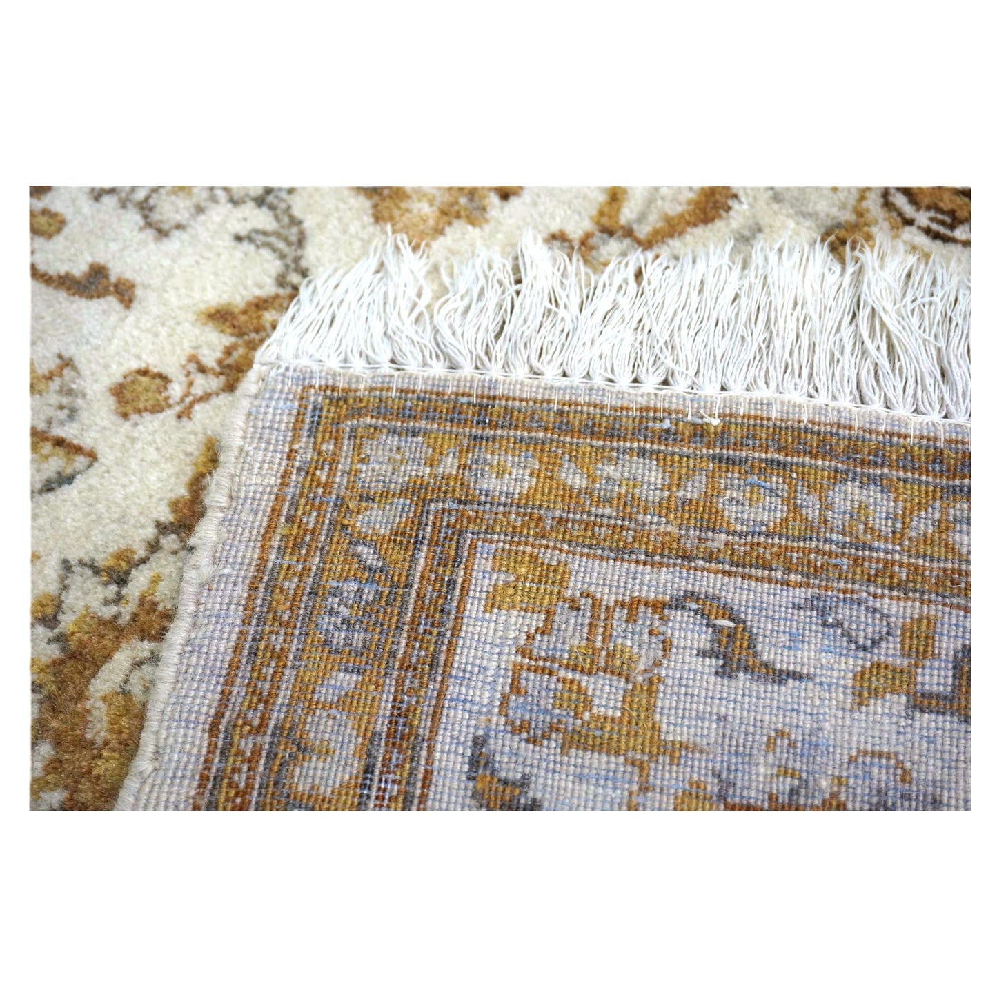 Antique Persian Kashan Wool 4x7 Ivory, Tan & Camel Handmade Area Rug #1144741