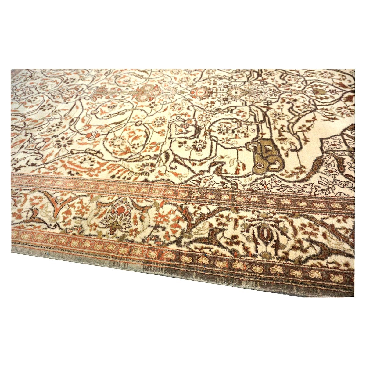 Antique Persian Tabriz Haji Jalili Wool 5x7 Ivory, Rust & Taupe Handmade Area Rug #1144749