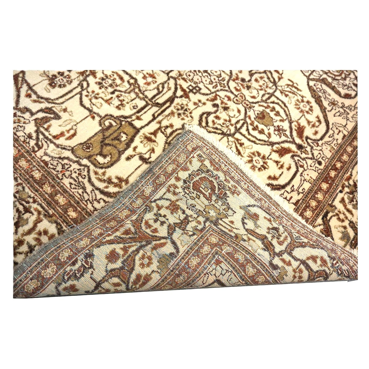 Antique Persian Tabriz Haji Jalili Wool 5x7 Ivory, Rust & Taupe Handmade Area Rug #1144749
