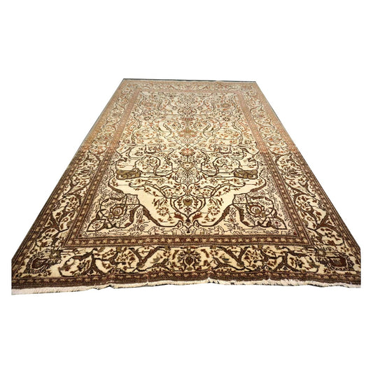 Antique Persian Tabriz Haji Jalili Wool 5x7 Ivory, Rust & Taupe Handmade Area Rug #1144749
