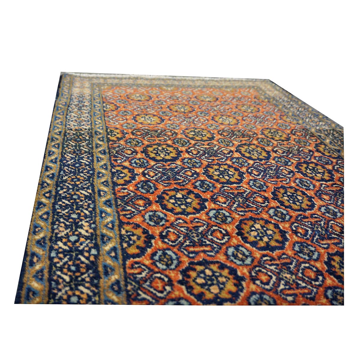 Antique Persian Bakshaish Wool 2x4 Navy, Rust & Ivory Handmade Throw Rug  #1144768