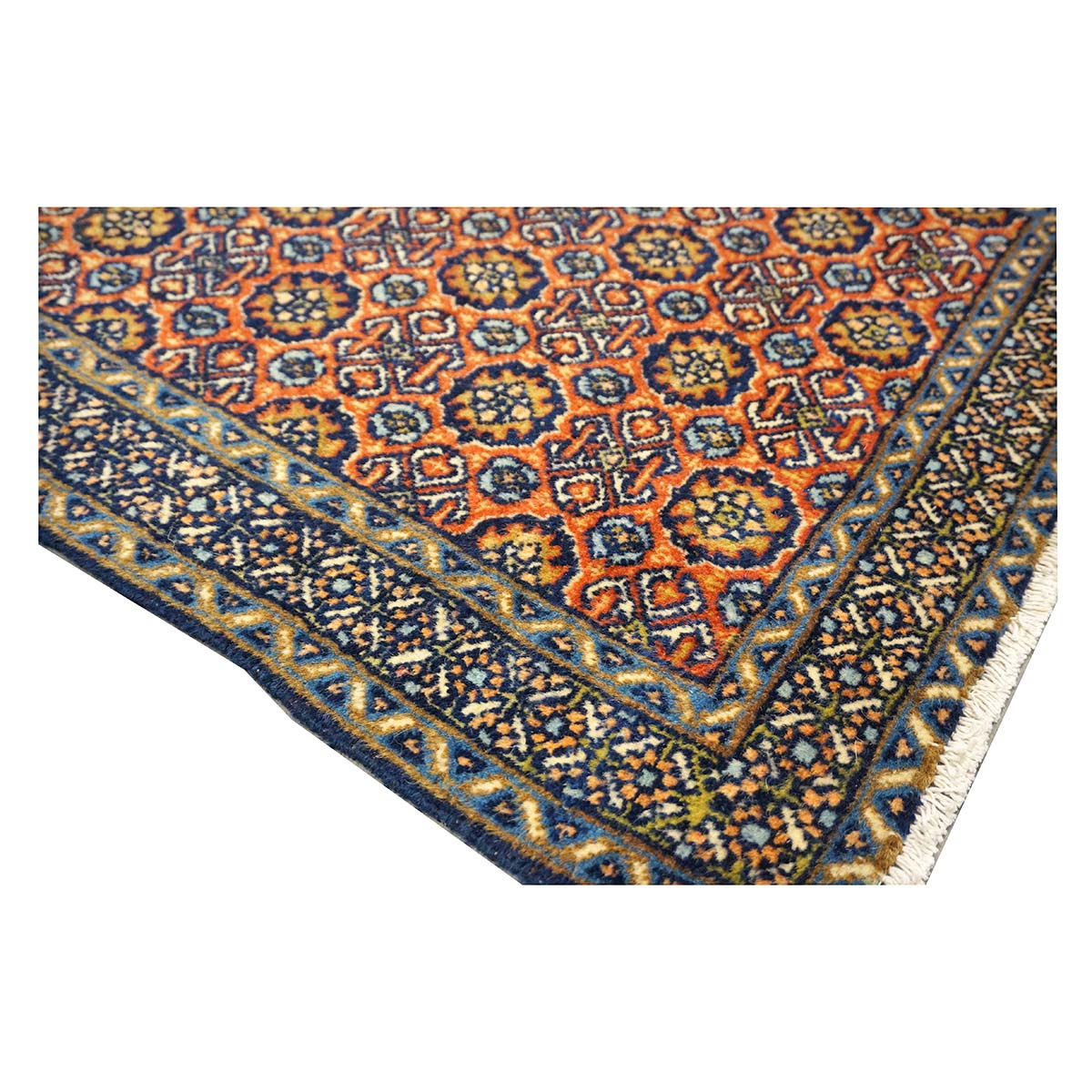 Antique Persian Bakshaish Wool 2x4 Navy, Rust & Ivory Handmade Throw Rug  #1144768