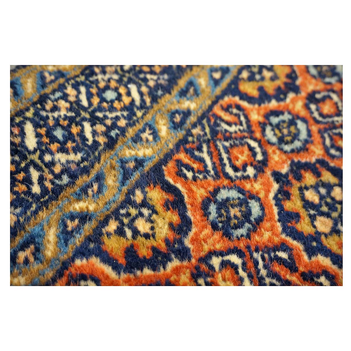 Antique Persian Bakshaish Wool 2x4 Navy, Rust & Ivory Handmade Throw Rug  #1144768