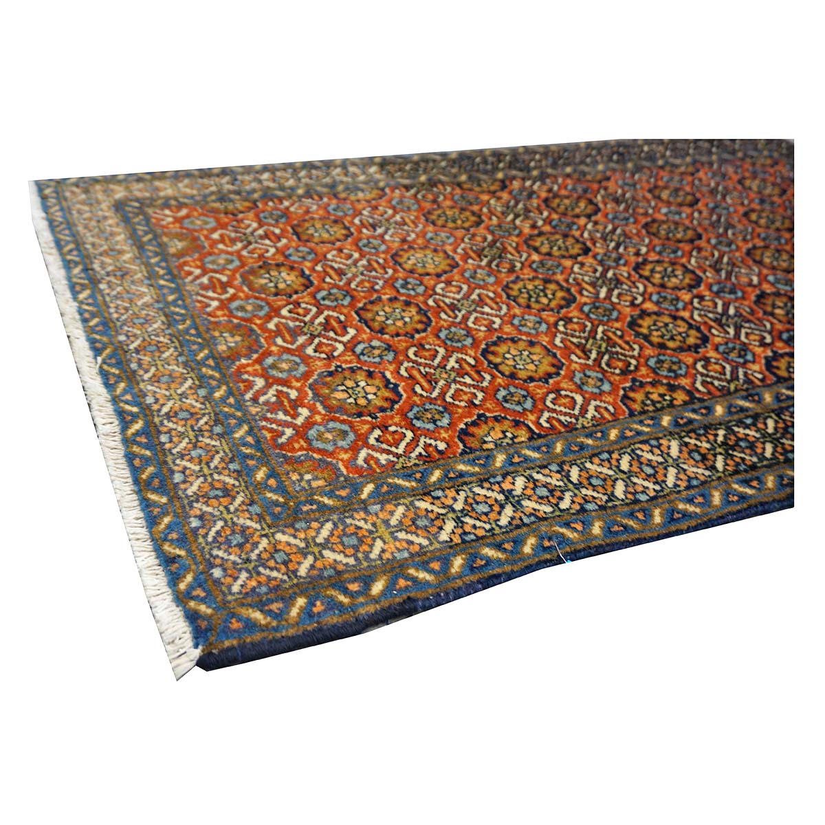 Antique Persian Bakshaish Wool 2x4 Navy, Rust & Ivory Handmade Throw Rug  #1144768